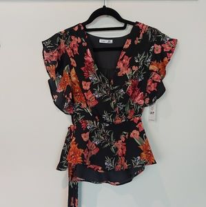 Floral wrap shirt NWT